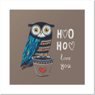 Cute owl chalk style illustration Posters and Art